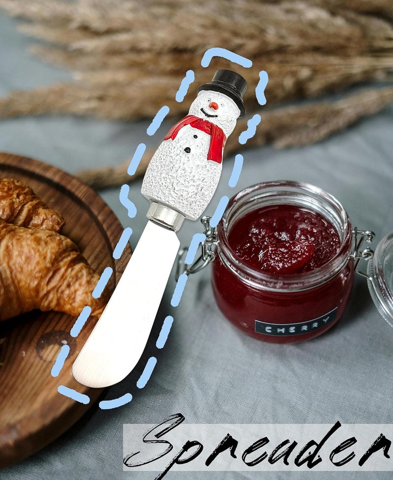 Zoster Handmade Resin Snowman Cheese Knife Spreader, Butter Knife Spreader, Stainless Steel Blade, Christmas Gift for Men and Women (Snow Man in Black Hat), 5.31” x 1.18” x 1.18” - Image 4